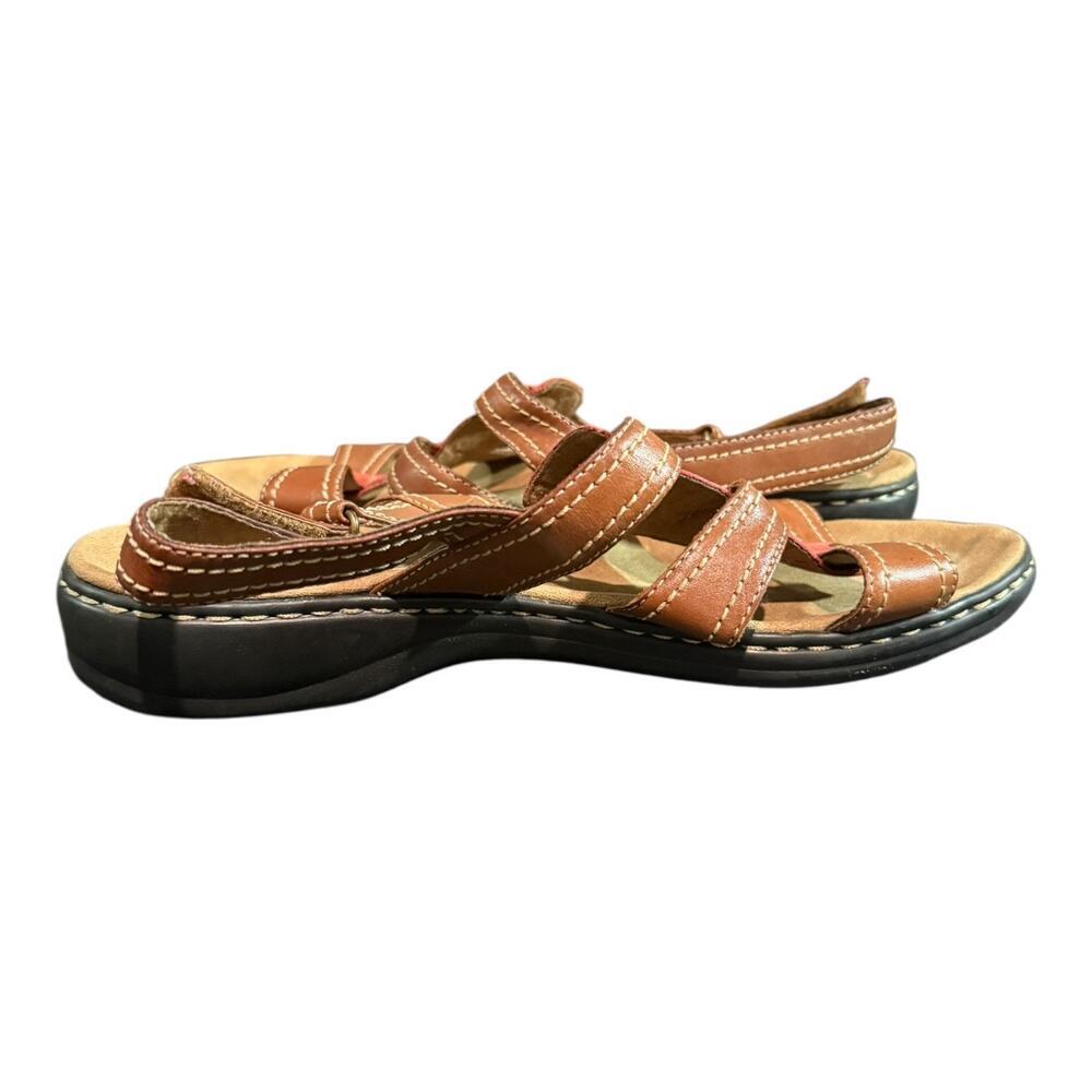 CLARKS Collections Women's Size 11 W Leisa Daisy Flat Sandals Tan Brown - Picture 8 of 9